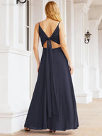 Baoleely Spaghetti Strap Bridesmaid Dresses V Neck Butterfly Back Fromal Evening Party Prom Gown 28036