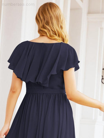 Vestidos de dama de honor con mangas abullonadas para fiesta formal de noche y graduación 28044 