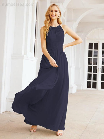 Baoleely Sleeveless Bridesmaid Dresses Long Prom Gown Zipper with Keyhole Back 28056