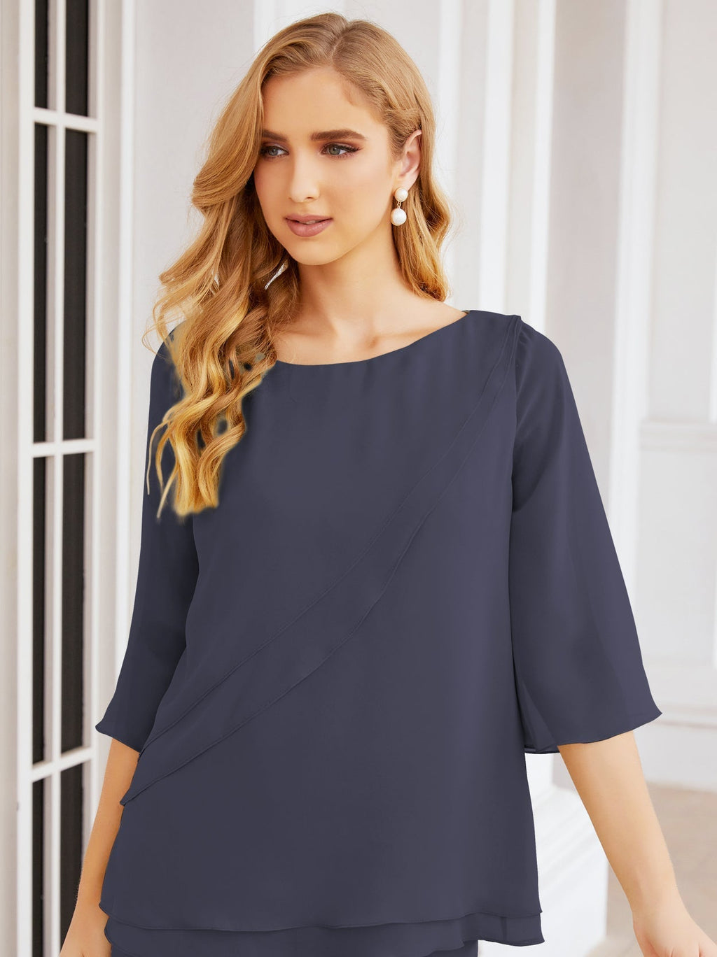 Baoleely Élégante robe mère de la mariée 2 pièces, grande taille, pantalon, volants, couches argentées, peignoir 28064