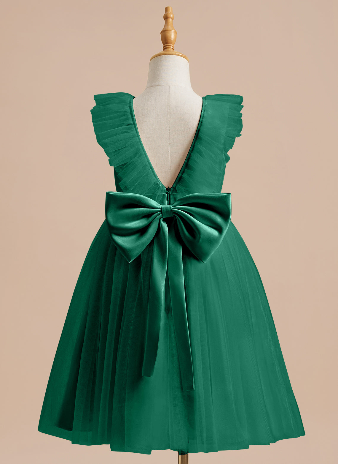 Vestido de niña de las flores de corte A, de satén y tul, hasta la rodilla 