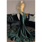 Robe de soirée sirène sexy et tendance, col en V, volants, dos nu, sans manches