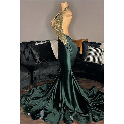 Robe de soirée sirène sexy et tendance, col en V, volants, dos nu, sans manches