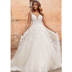RODDRSYA Boho Elegant Wedding Dresses For Women 2023 V-Neck Lace Appliques Bridal Gowns Backless With Button Vestidos De Novia