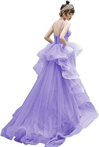 Robe de soirée formelle à fines bretelles en tulle pour femme Y896