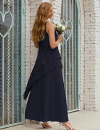 Vestido largo de gasa de talla grande para la madre de la novia, vestido de gala para dama de honor, vestido de graduación SY28019