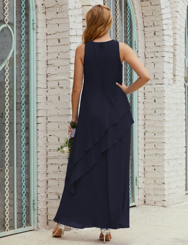 Vestido largo de gasa de talla grande para la madre de la novia, vestido de gala para dama de honor, vestido de graduación SY28019