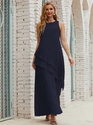 Vestido largo de gasa de talla grande para la madre de la novia, vestido de gala para dama de honor, vestido de graduación SY28019