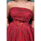 Vestido de fiesta glamuroso y dramático, corte A, estampado, hombros descubiertos, sin mangas