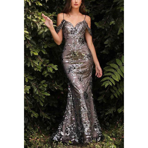Floral Off-Shoulder Strapless Appliqued Tulle Mermaid Long Prom Evening Dress