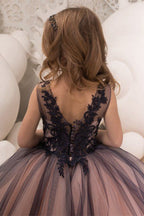 Robe de bal de princesse en dentelle noire, robe de demoiselle d'honneur