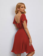 Robe de soirée dos nu, robe de bal formelle, longueur genou, manches courtes, robe de cocktail 28077 