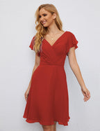 Robe de soirée dos nu, robe de bal formelle, longueur genou, manches courtes, robe de cocktail 28077 