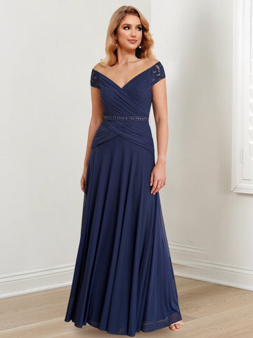 A-Line/Princess Off-the-Shoulder Floor-Length Mother of the Bride Dresses