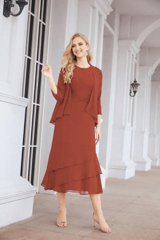 Vestido de fiesta formal de dos piezas corte A para la madre de la novia Sunderly SY28072