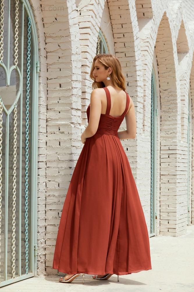 Vestidos de dama de honor con cuello halter, vestido formal de cóctel o de fiesta 28015 