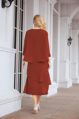 Vestido de fiesta formal de dos piezas corte A para la madre de la novia Sunderly SY28072