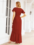 Baoleely Ruffled Bridesmaid Dresses Mermaid Formal Violin Evening Party Prom Gowns 28042