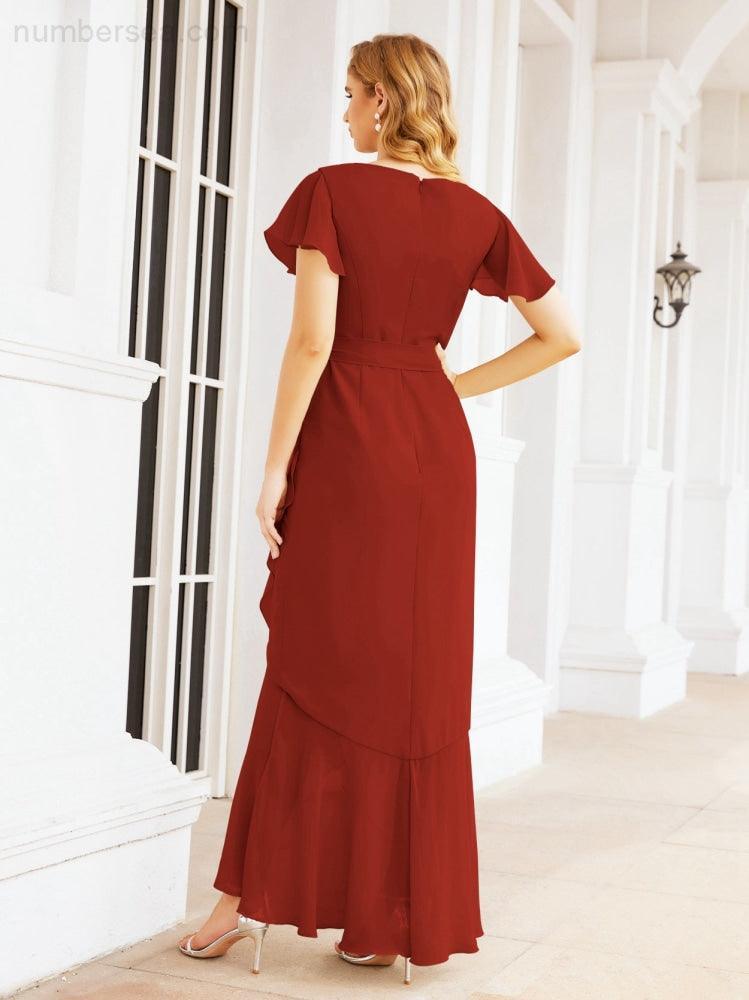 Baoleely Ruffled Bridesmaid Dresses Mermaid Formal Violin Evening Party Prom Gowns 28042