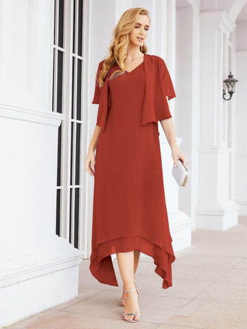 Vestido de fiesta formal de dos piezas corte A para la madre de la novia Sunderly SY28073