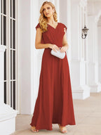 Robe de demoiselle d'honneur Sunnderly, robe de bal formelle à cape, robe dos nu pour la mère de la mariée SY28058 