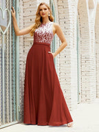 Robe de demoiselle d'honneur en dentelle, longueur au sol, avec poches, 28017 