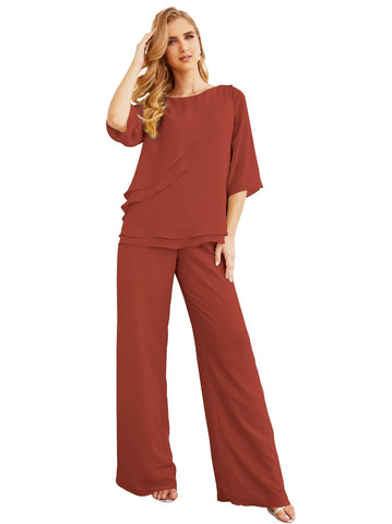 Elegante conjunto de pantalón y bata plateada de dos piezas para la madre de la novia, talla grande, con volantes, Sunderly Elegant SY28064