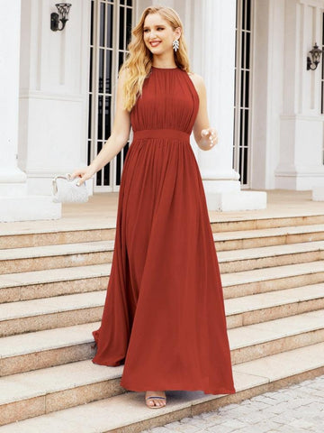 Baoleely Halter Bridesmaid Dress Empire Waist Formal Evening Prom Gown for Mother of The Bride 28030