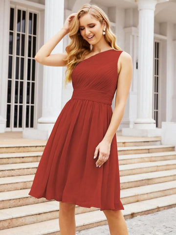 Robe de bal courte plissée asymétrique, robe de soirée formelle 28046 