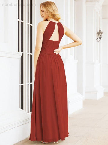 Baoleely Sleeveless Bridesmaid Dresses Long Prom Gown Zipper with Keyhole Back 28056