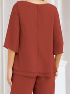Baoleely Élégante robe mère de la mariée 2 pièces, grande taille, pantalon, volants, couches argentées, peignoir 28064