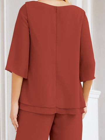 Elegante conjunto de pantalón y bata plateada de dos piezas para la madre de la novia, talla grande, con volantes, Sunderly Elegant SY28064