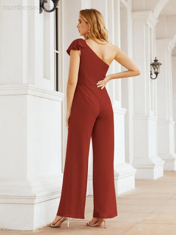 Baoleely Women's One Shoulder Long Jumpsuit Formal Evening Dress Long Bridesmaid Dresses Pants Wedding Party 28034