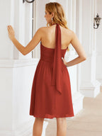 Robe de demoiselle d'honneur courte en mousseline de soie, dos nu, sans manches, robe de soirée formelle, dos nu, Baoleely 28023 