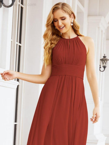 Vestidos de dama de honor Baoleely con escote tipo ojo de cerradura, sin mangas, para fiestas formales de noche y graduación 28043