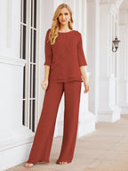 Baoleely Élégante robe mère de la mariée 2 pièces, grande taille, pantalon, volants, couches argentées, peignoir 28064