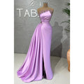 Vestido de noche formal largo con abertura alta y apliques de tubo/columna 