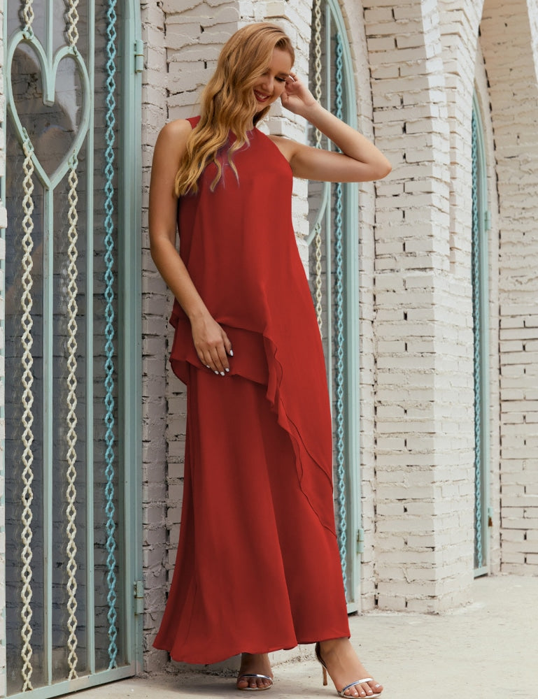 Vestido largo de gasa de talla grande para la madre de la novia, vestido de gala para dama de honor, vestido de graduación SY28019