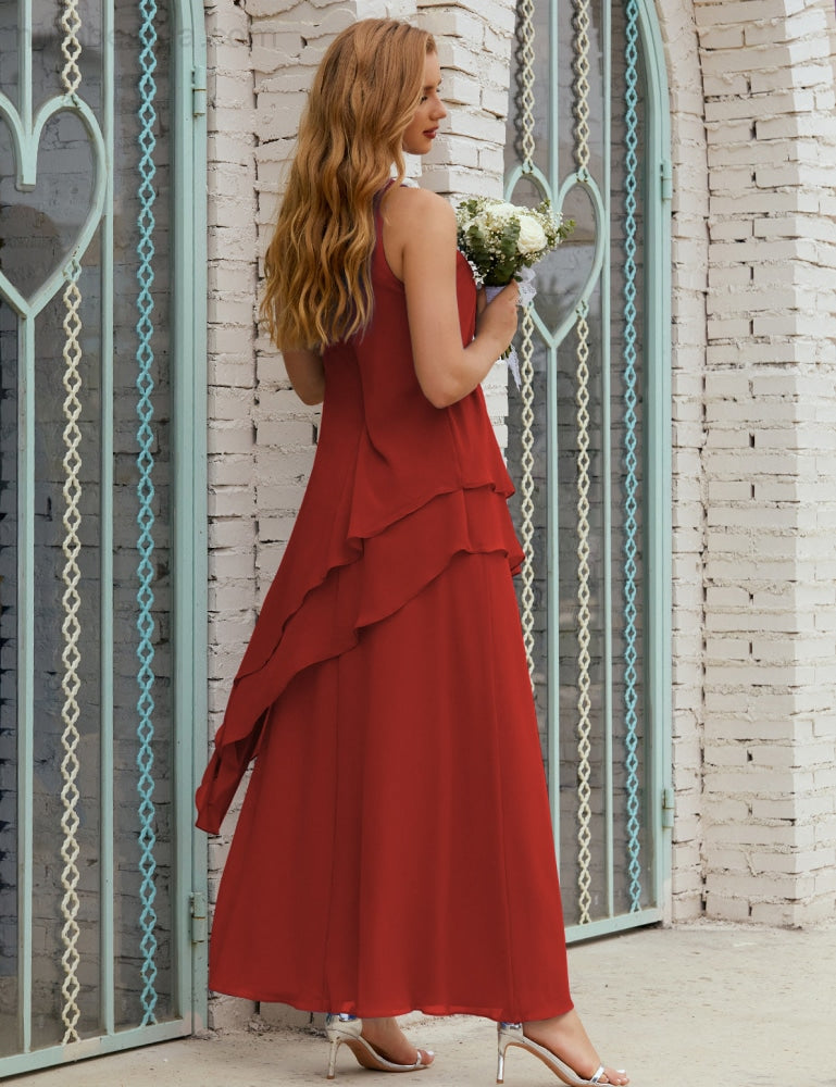 Vestido largo de gasa de talla grande para la madre de la novia, vestido de gala para dama de honor, vestido de graduación SY28019