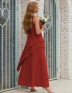Vestido largo de gasa de talla grande para la madre de la novia, vestido de gala para dama de honor, vestido de graduación SY28019