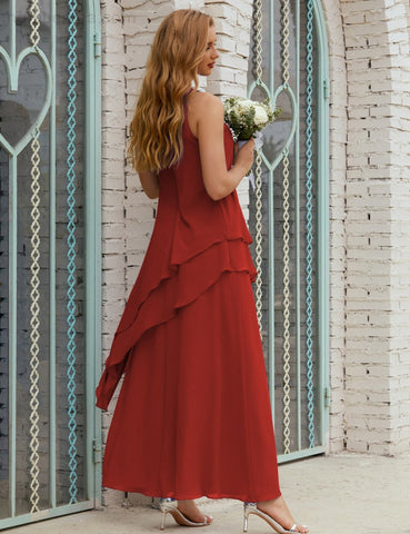 Vestido largo de gasa de talla grande para la madre de la novia, vestido de gala para dama de honor, vestido de graduación SY28019