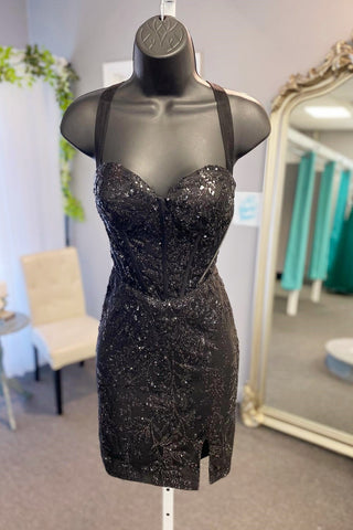 Sequin Lace Sweetheart Sheath Short Dress