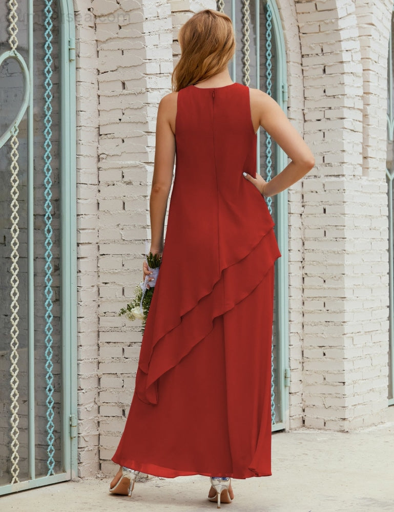 Vestido largo de gasa de talla grande para la madre de la novia, vestido de gala para dama de honor, vestido de graduación SY28019