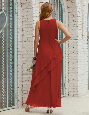 Vestido largo de gasa de talla grande para la madre de la novia, vestido de gala para dama de honor, vestido de graduación SY28019