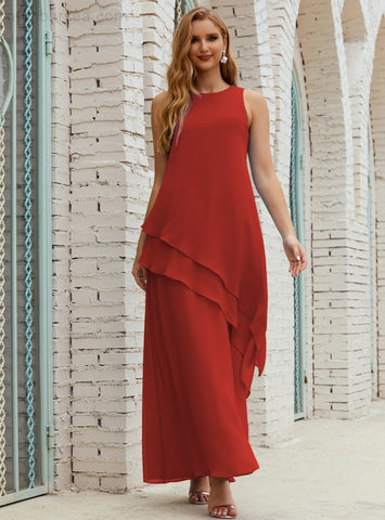 Vestido largo de gasa de talla grande para la madre de la novia, vestido de gala para dama de honor, vestido de graduación SY28019