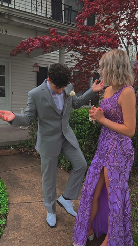 Purple One Shoulder Sequins Evening Dress Glam Dress Y5366