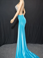 Vestido ajustado mini azul para fiesta de bienvenida, vestido de fiesta Y72