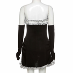 Black Party Tube Skirt Irregular White Ruffle Bandage Dress Black Homecoming Dress Y2617