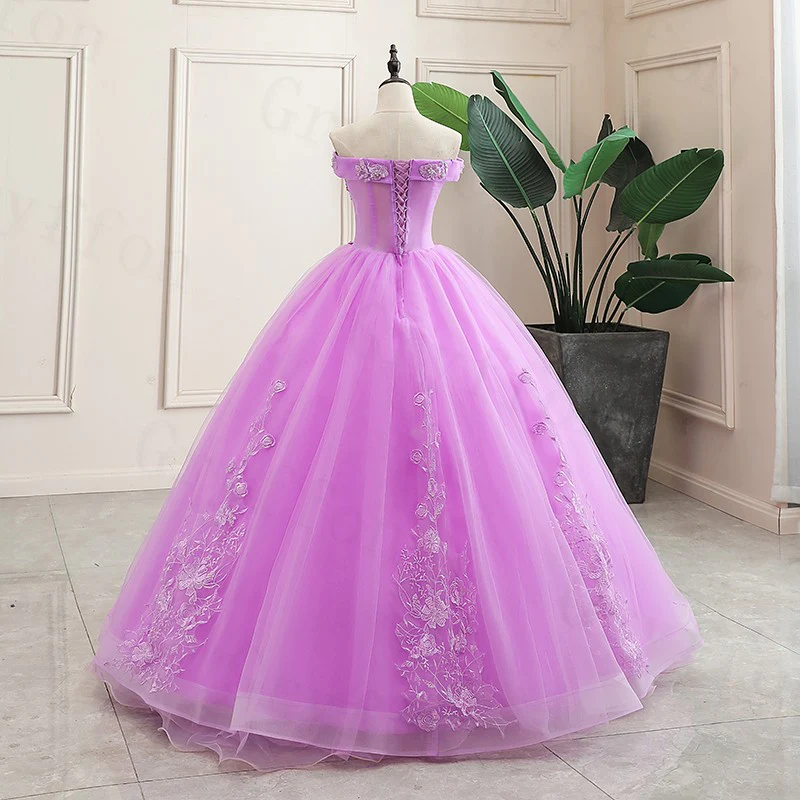 Vestido de quinceañera morado, clásico vestido de princesa para baile Y299