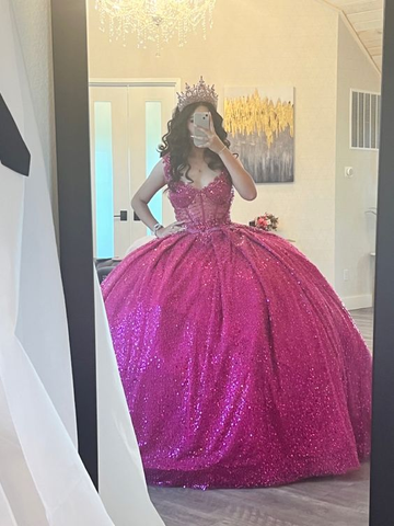 Robe de bal sans manches à paillettes pour quinceañera, robe de 16 ans Y7405
